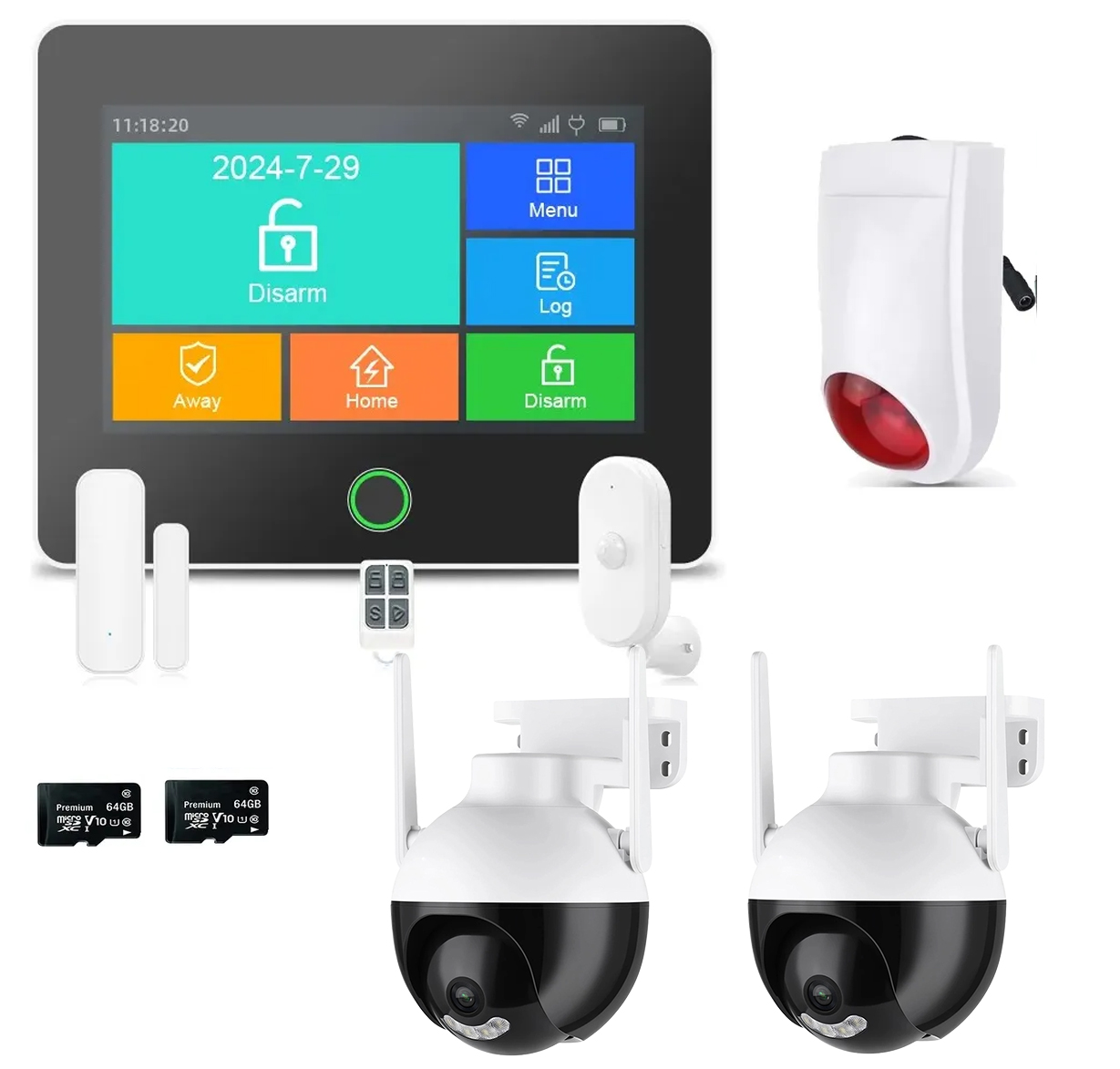 Kit WFI FT Zonex Alarma + 2 Domos 2K Memorias Sirena Inalambrica